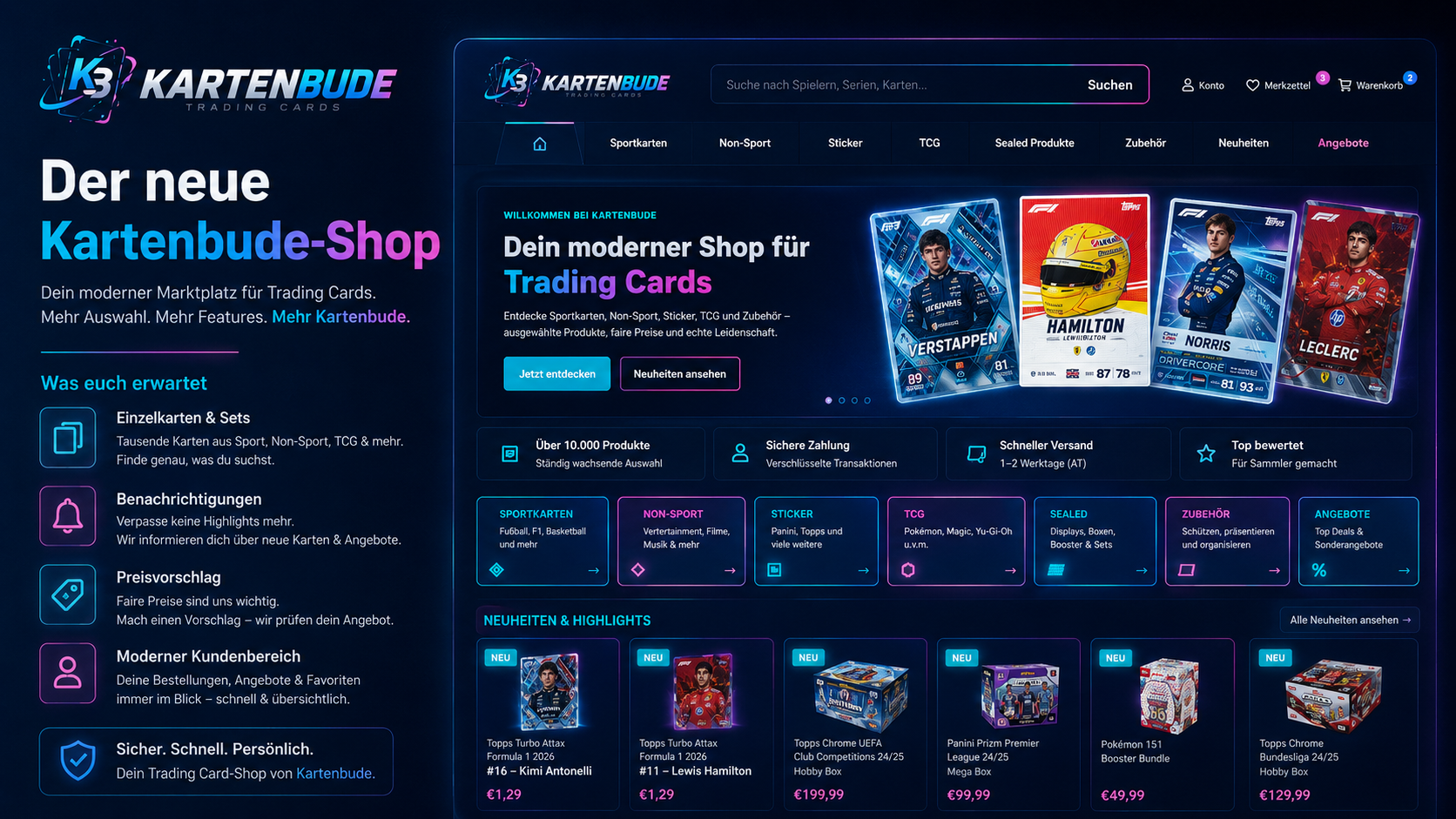 Vorschau auf den neuen Kartenbude-Shop